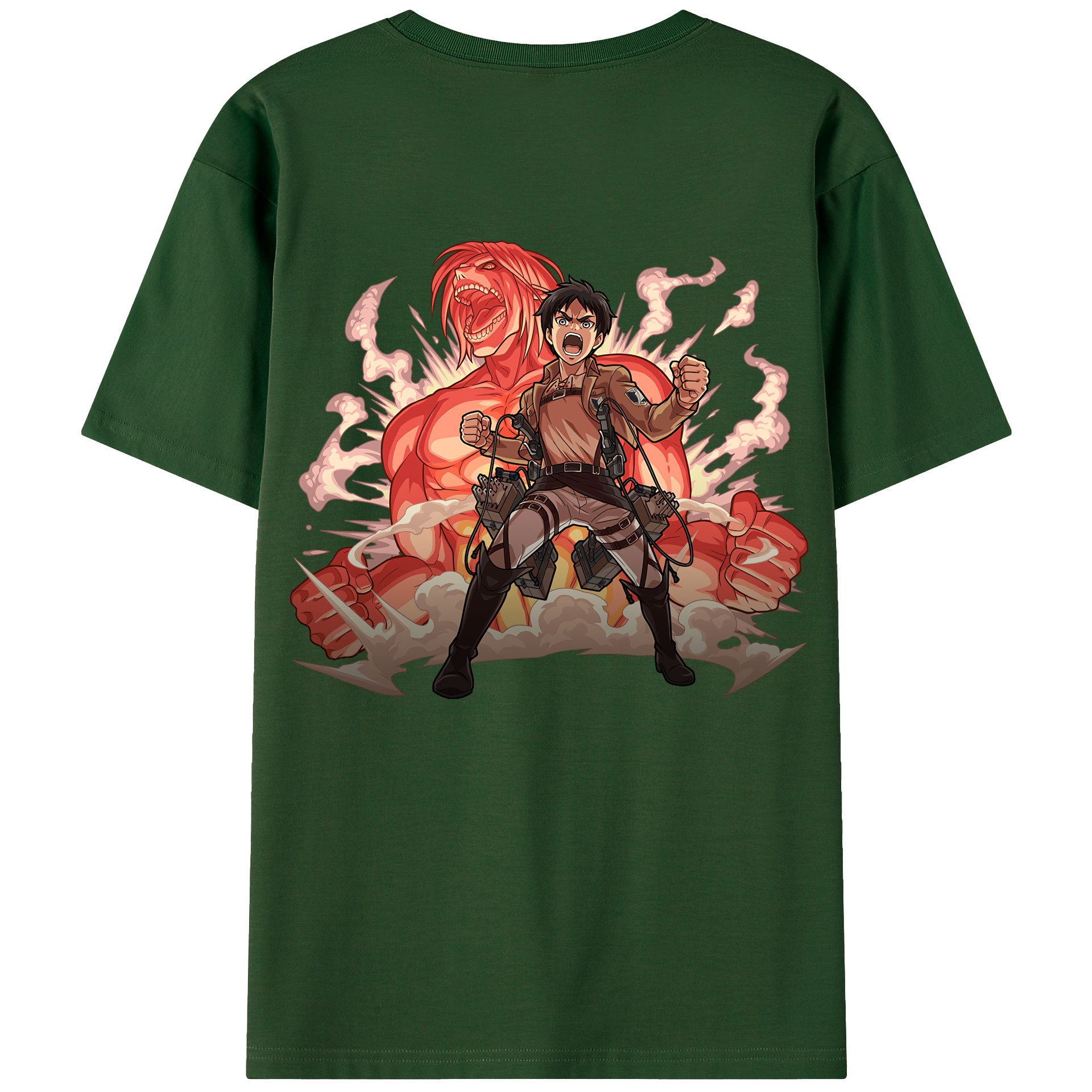 （画像用） 進撃の巨人 エレン･イェーガー Attack on Titan Eren Jäger 綿100％半袖Tシャツ（背面プリント）